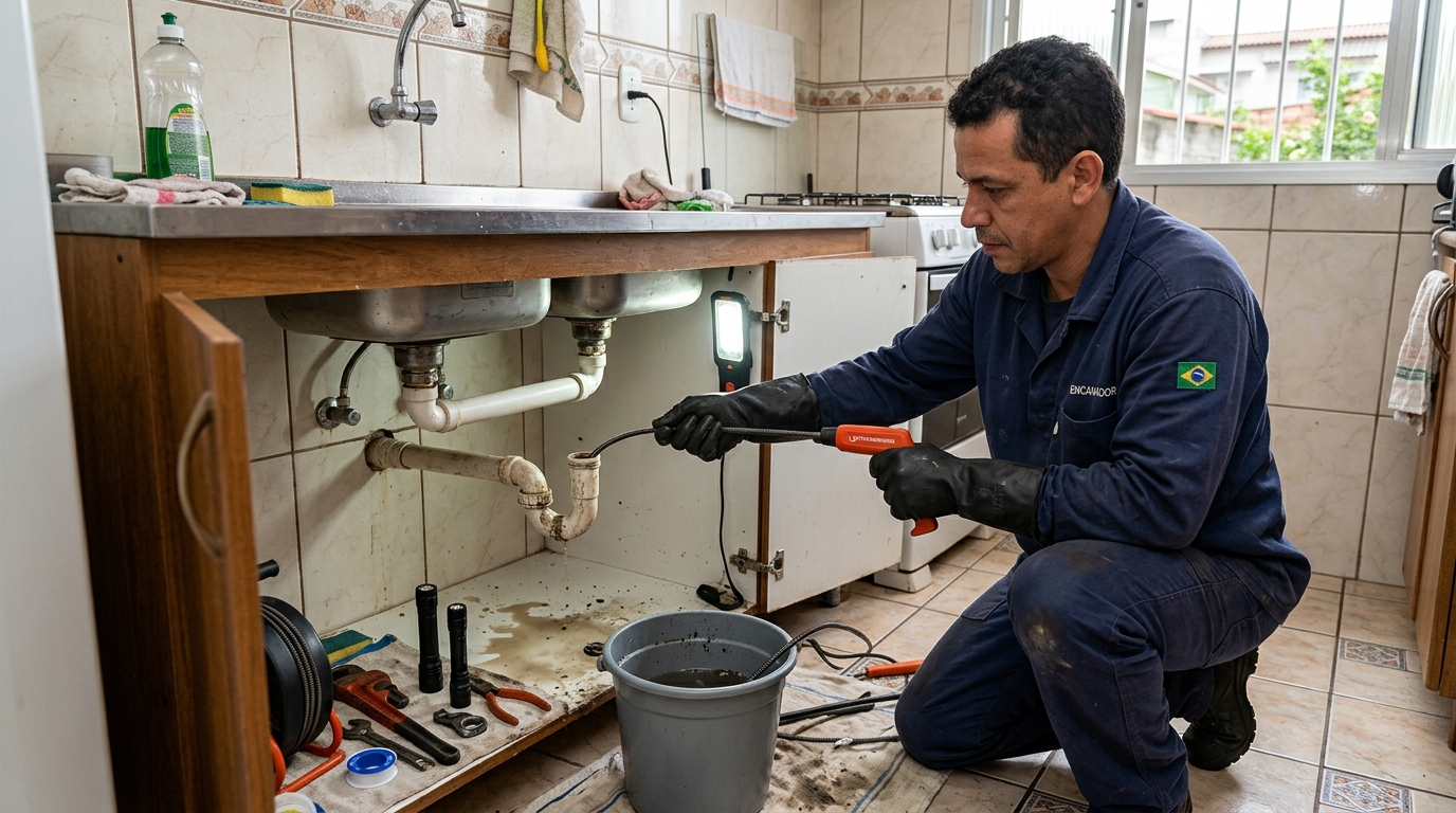 Equipe de desentupimento de canos em Jundiaí-SP